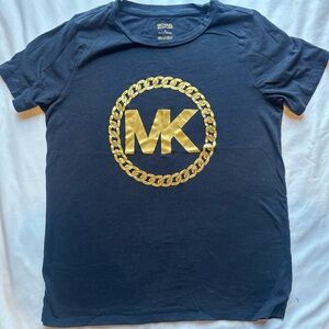 Michael Kors Navy and Gold Short Sleeve Tee